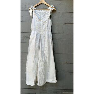 Doen Ruffle Long Maxi Dress Tank Sleeveless Cotton Ivory Resort XS NEW